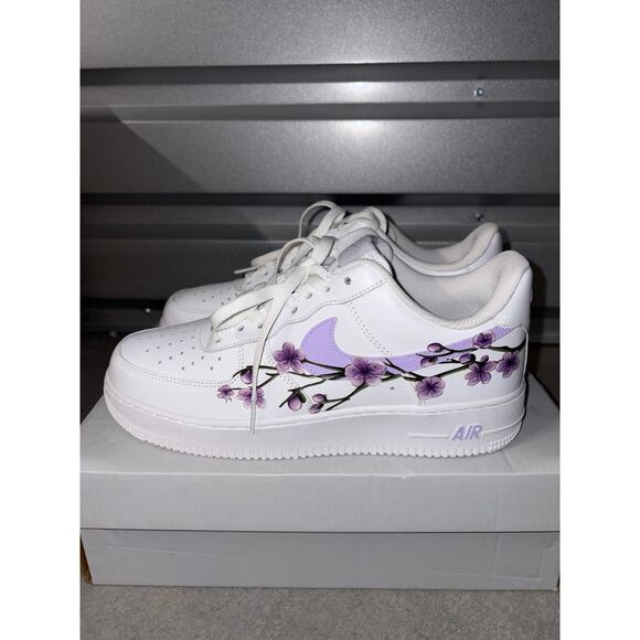 Drip Custom Painted Nike Air Force 1’s - Size 9 - Lilac Blossoms main image 11